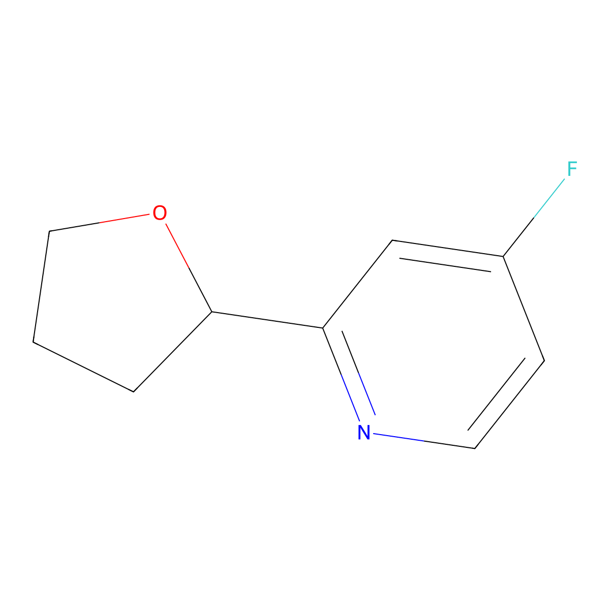 4-Fluoro-2-(tetrahydrofuran-2-yl)pyridine molecular structure, CAS 2256709-29-0
