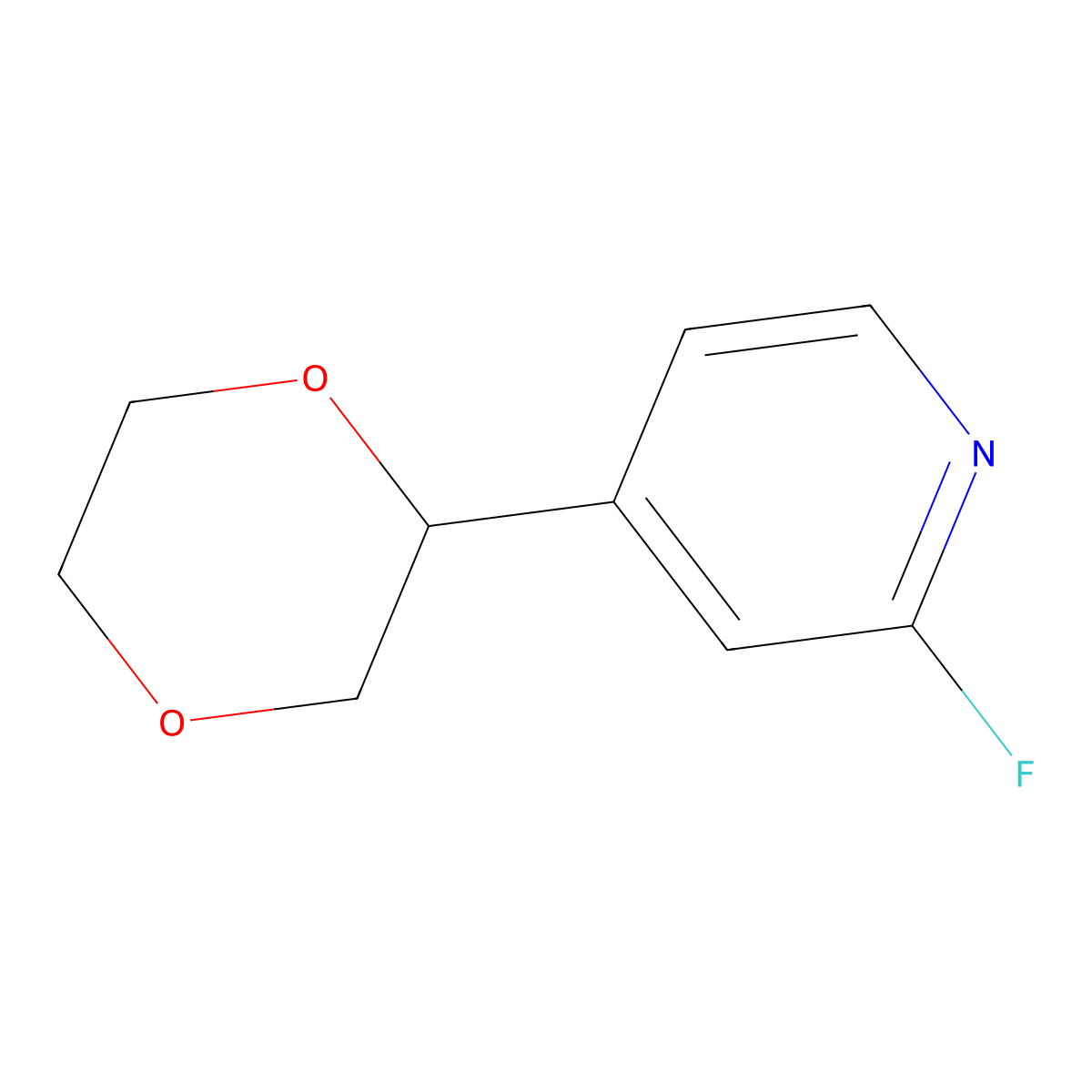 4-(1,4-Dioxan-2-yl)-2-fluoropyridine molecular structure, CAS 2256709-30-3