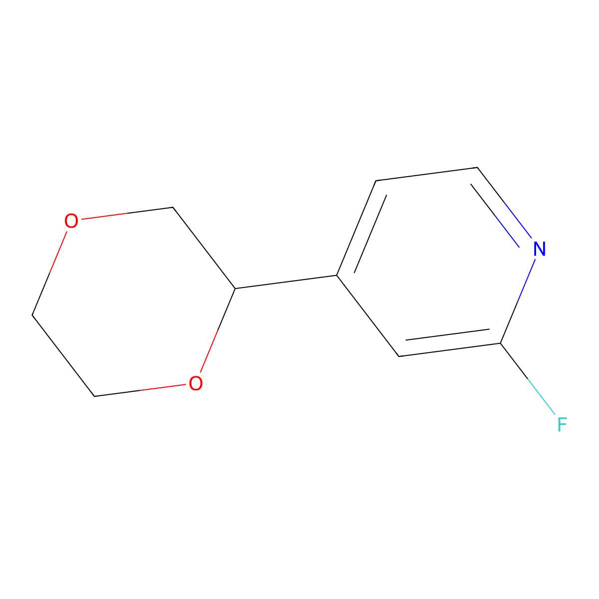 4-(1,4-Dioxan-2-yl)-2-fluoropyridine molecular structure, CAS 2256709-30-3
