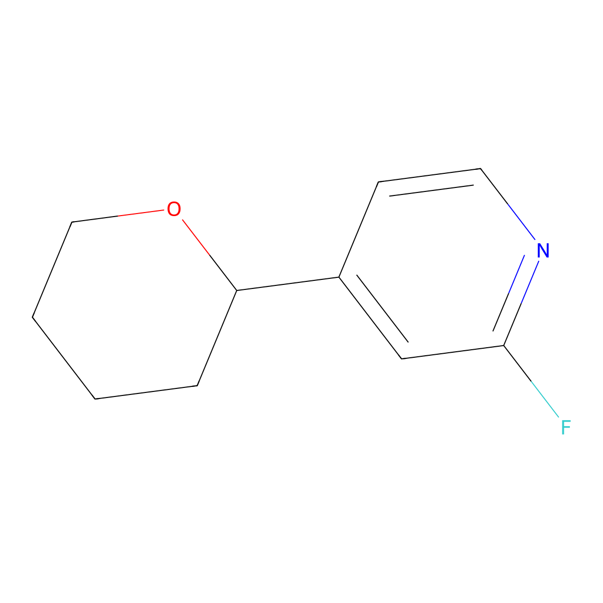 2-Fluoro-4-(oxan-2-yl)pyridine molecular structure, CAS 2256709-32-5