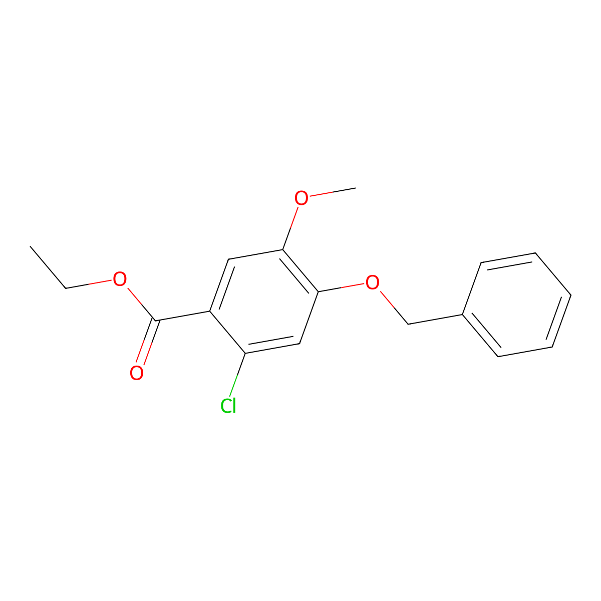 Benzoic acid, 2-chloro-5-methoxy-4-(phenylmethoxy)-, ethyl ester molecular structure, CAS 2256721-28-3