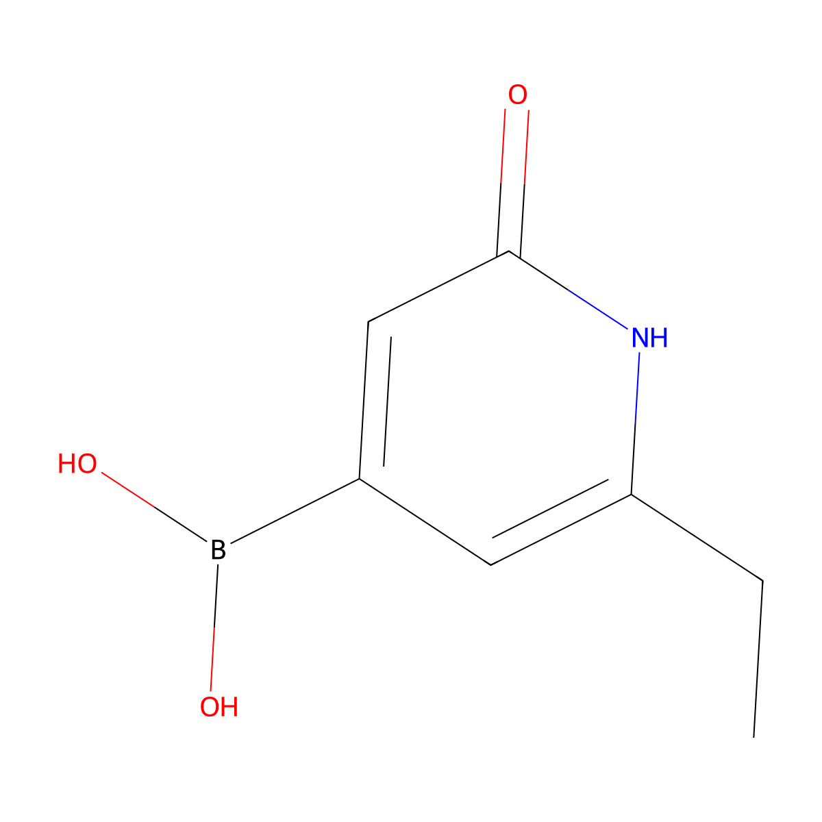 (2-Ethyl-6-hydroxypyridin-4-yl)boronic acid molecular structure, CAS 2256747-21-2