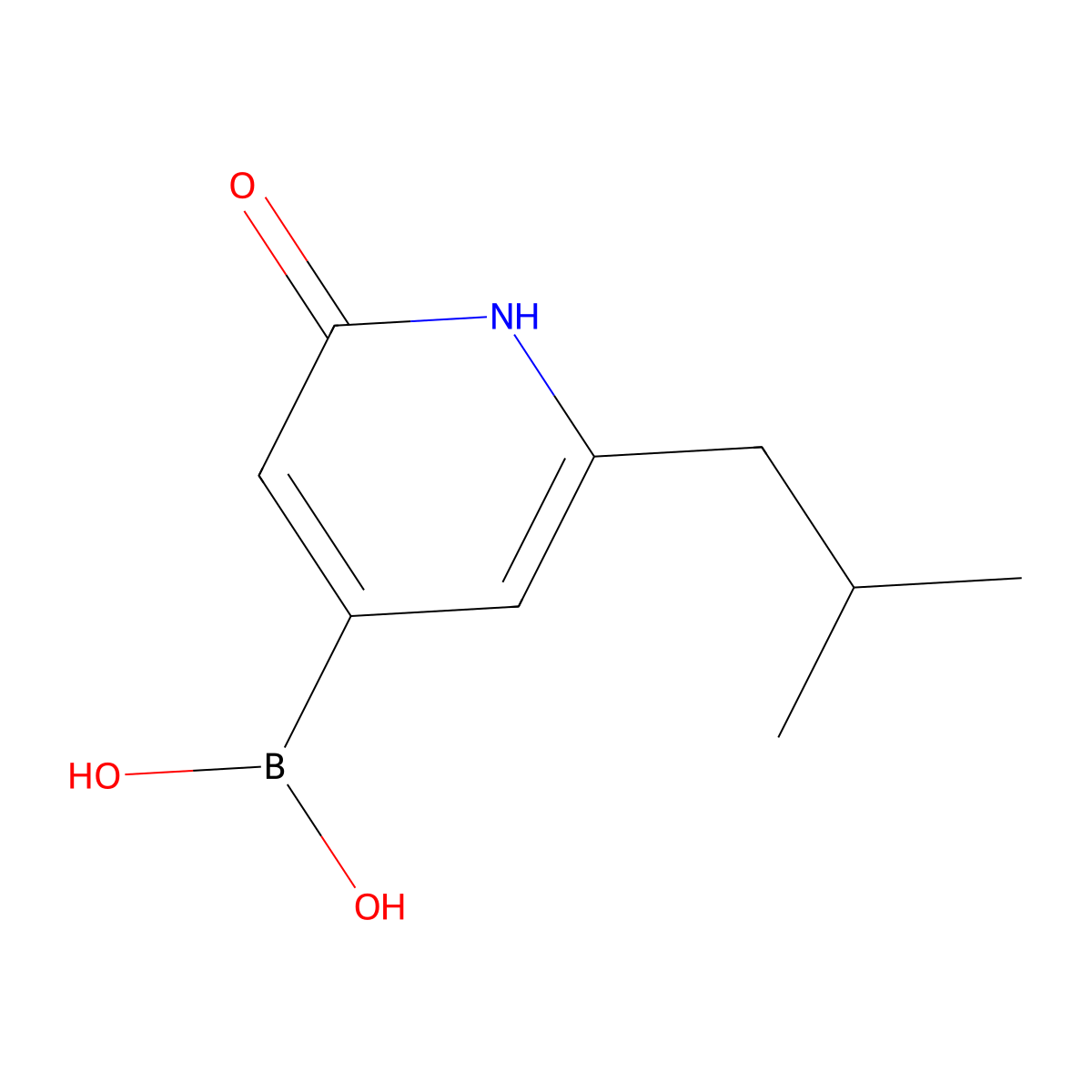 (2-Hydroxy-6-isobutylpyridin-4-yl)boronic acid molecular structure, CAS 2256747-23-4
