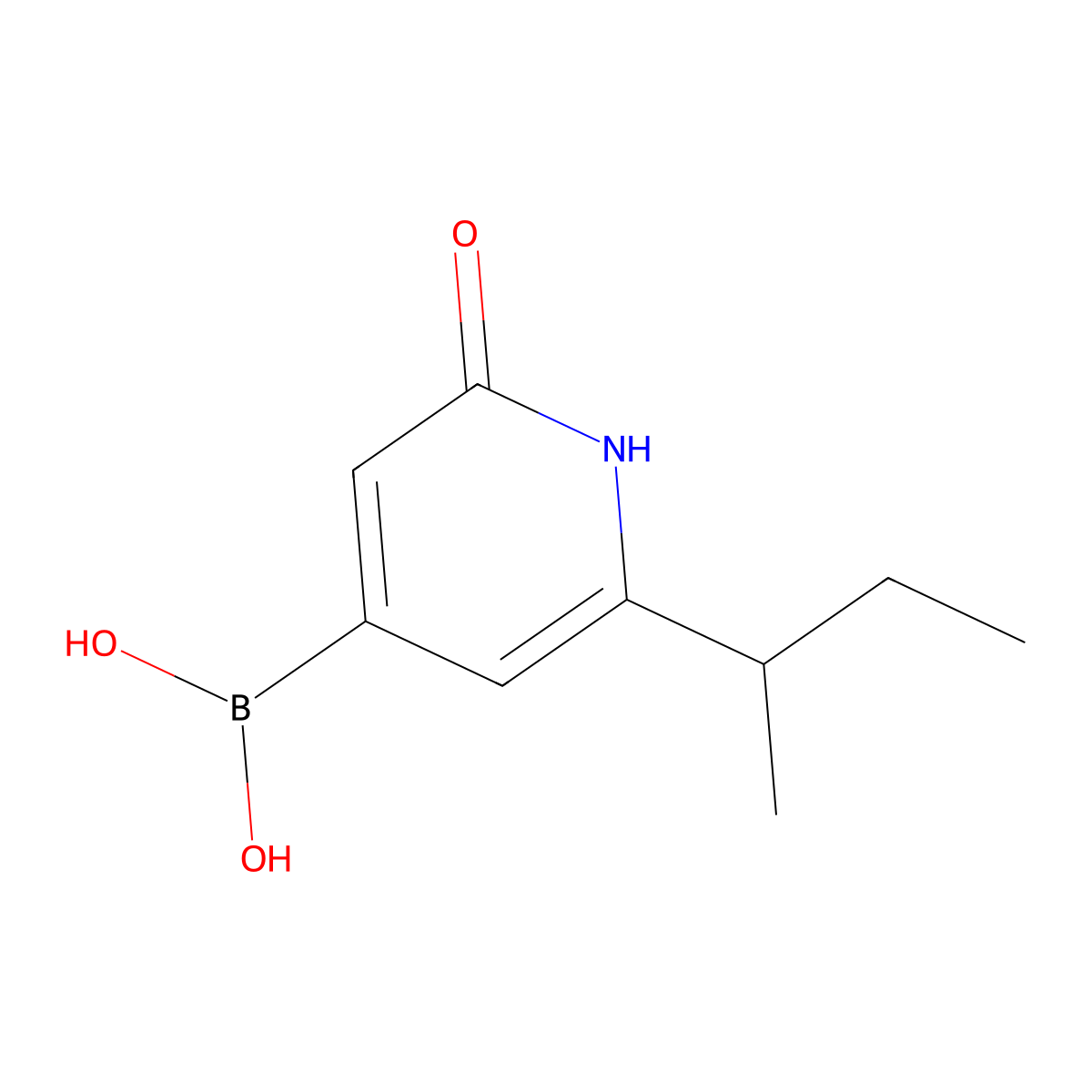 (2-(Sec-butyl)-6-hydroxypyridin-4-yl)boronic acid molecular structure, CAS 2256747-24-5