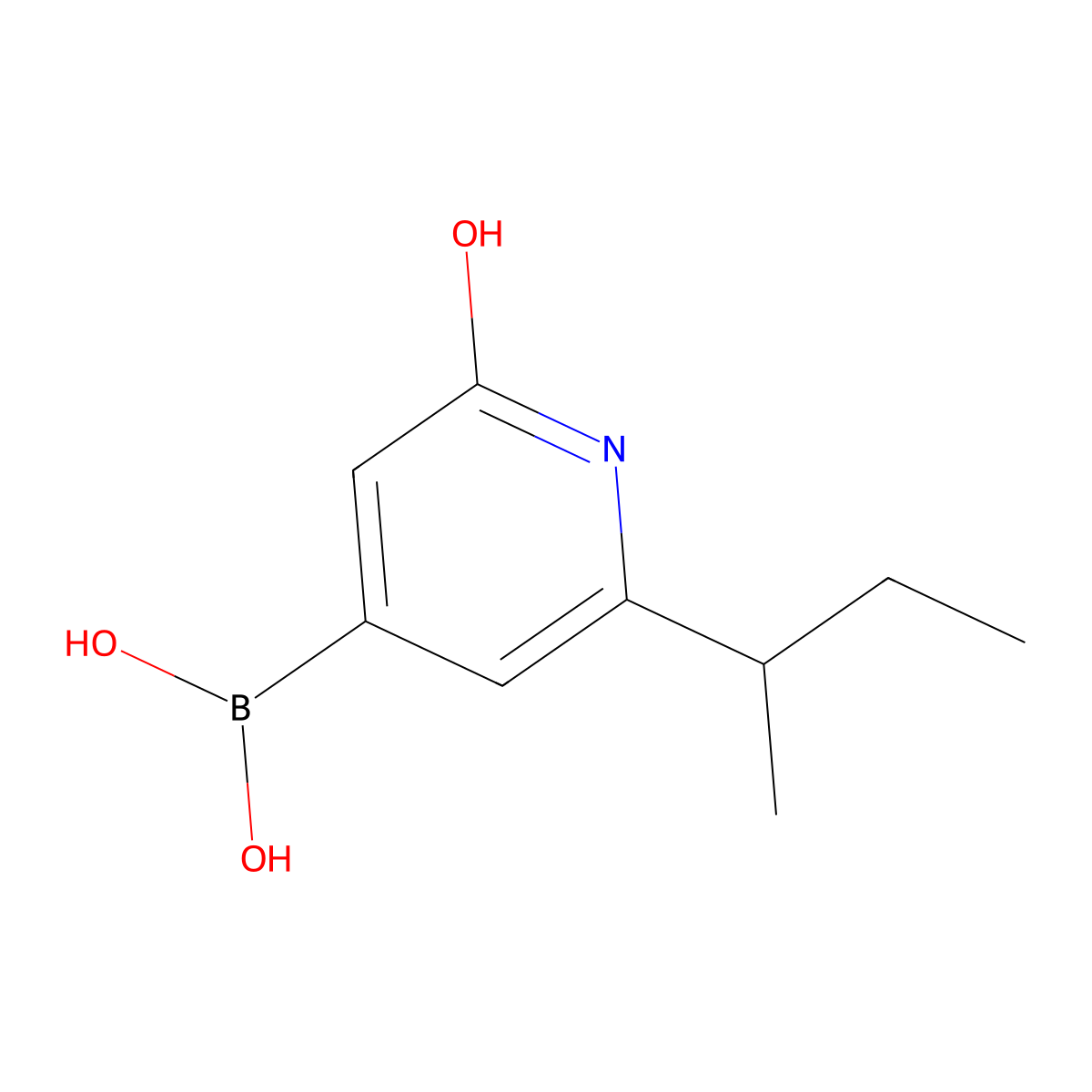 (2-(Sec-butyl)-6-hydroxypyridin-4-yl)boronic acid molecular structure, CAS 2256747-24-5
