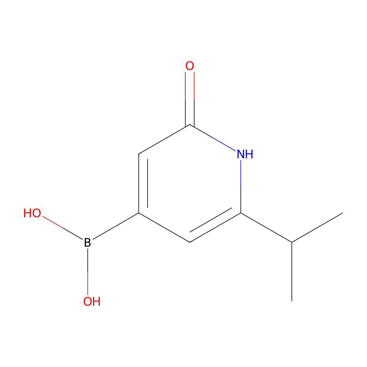 (2-Hydroxy-6-isopropylpyridin-4-yl)boronic acid molecular structure, CAS 2256747-25-6