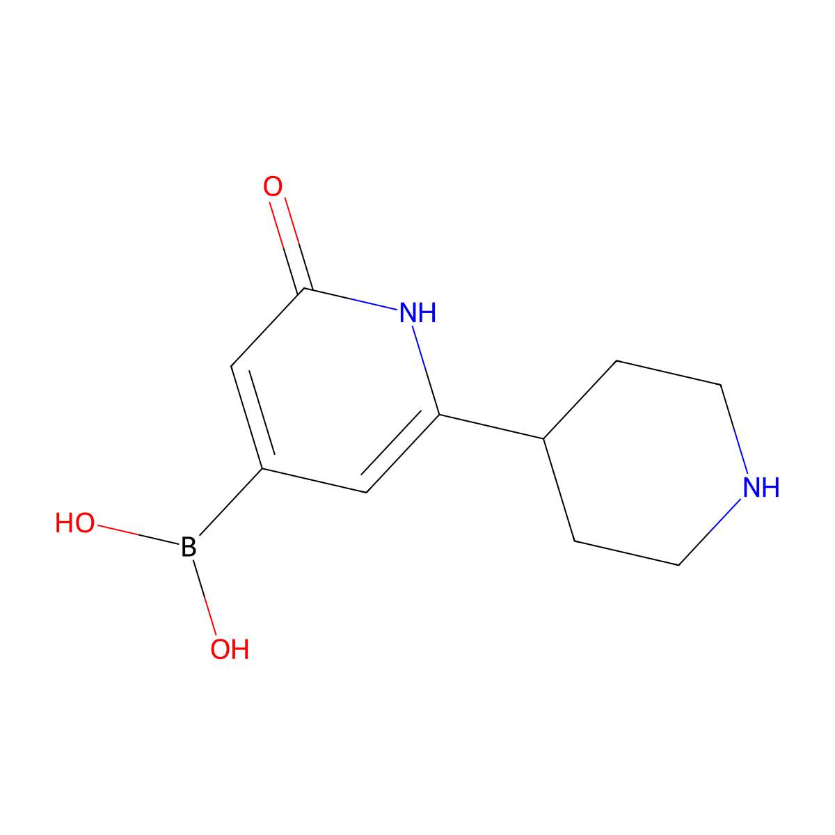 (2-Hydroxy-6-(piperidin-4-yl)pyridin-4-yl)boronic acid molecular structure, CAS 2256747-29-0