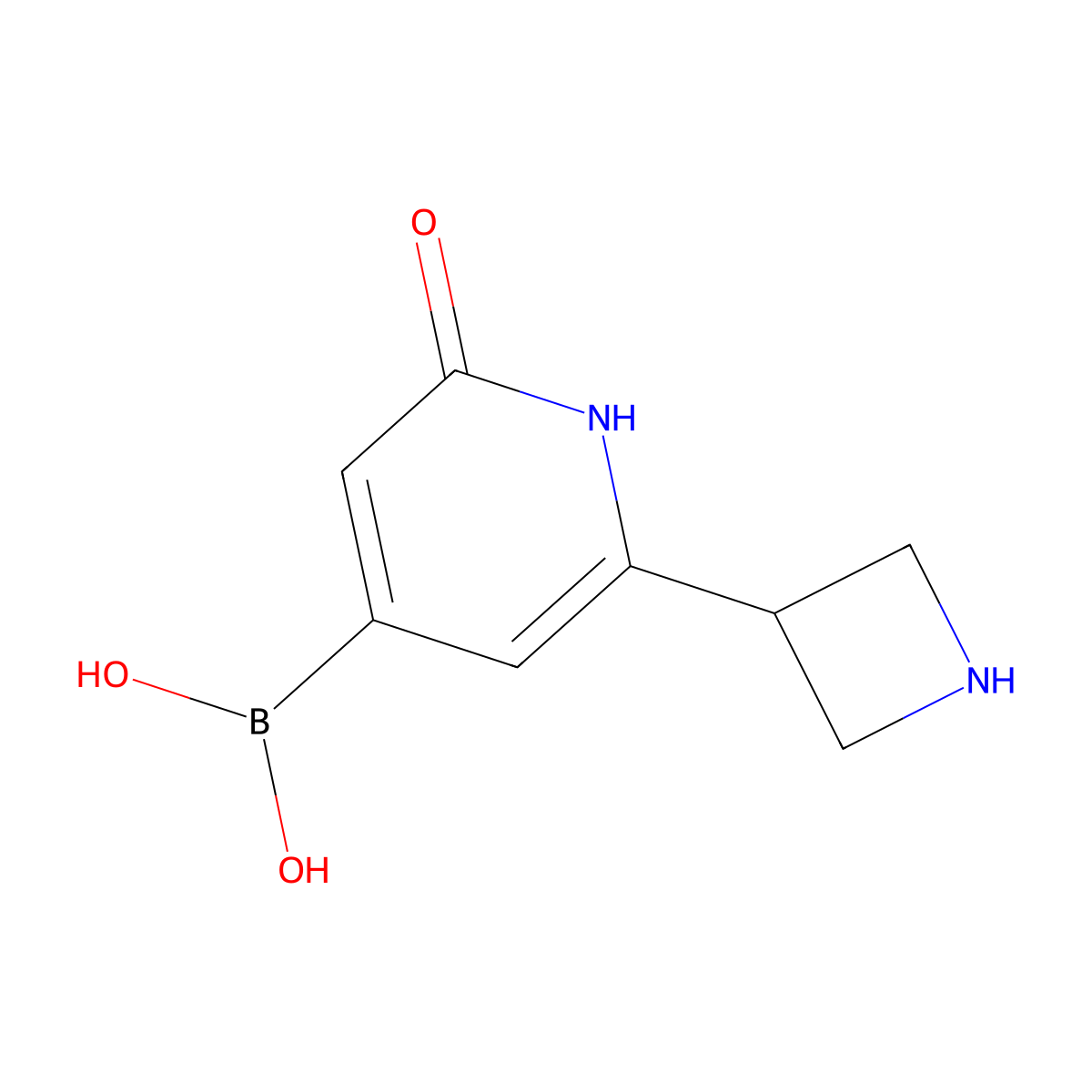 (2-(Azetidin-3-yl)-6-hydroxypyridin-4-yl)boronic acid molecular structure, CAS 2256747-37-0