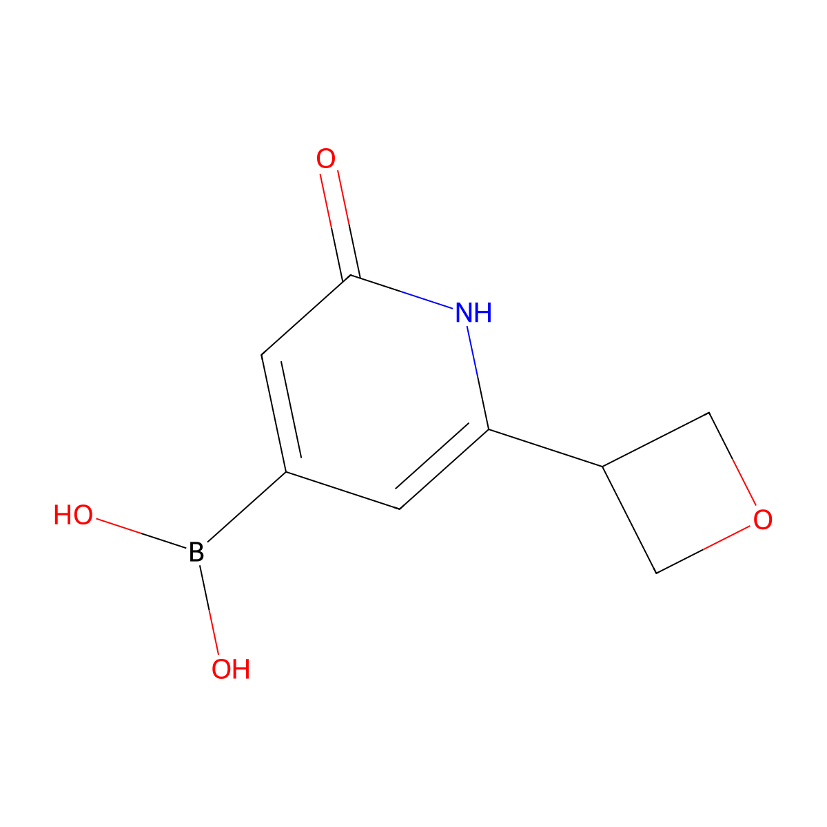 (2-Hydroxy-6-(oxetan-3-yl)pyridin-4-yl)boronic acid molecular structure, CAS 2256747-38-1