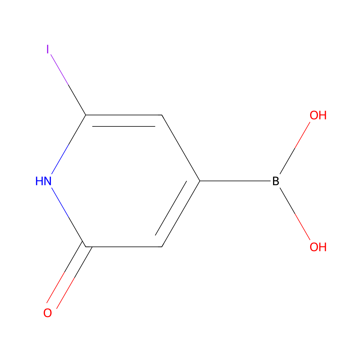(2-Hydroxy-6-iodopyridin-4-yl)boronic acid molecular structure, CAS 2256747-39-2