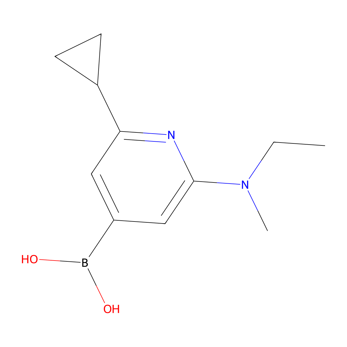 (2-Cyclopropyl-6-(ethyl(methyl)amino)pyridin-4-yl)boronic acid molecular structure, CAS 2256747-41-6