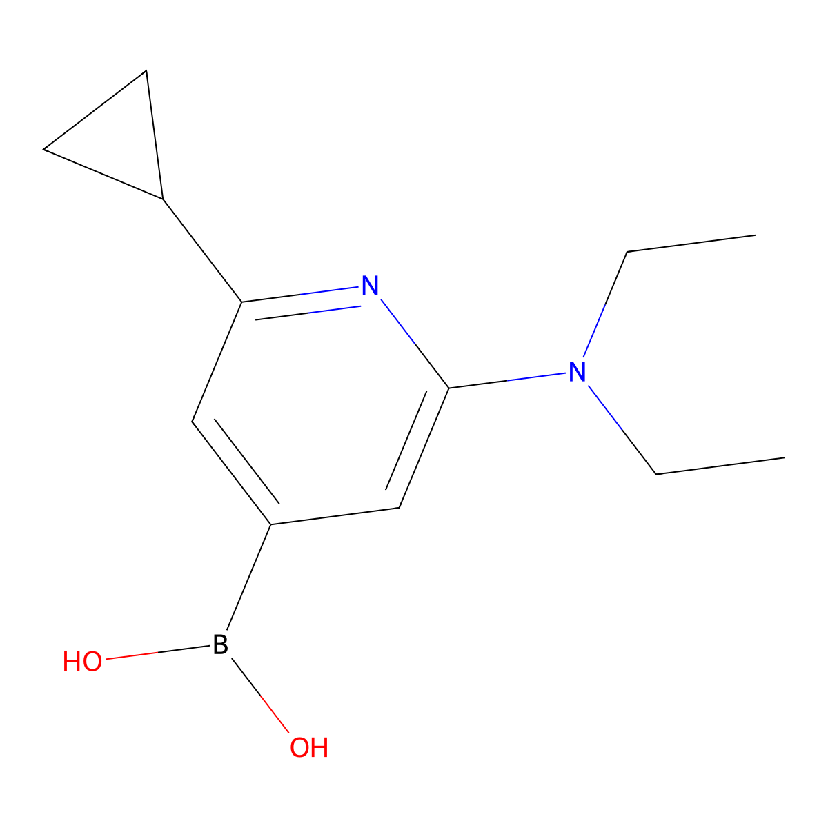 (2-Cyclopropyl-6-(diethylamino)pyridin-4-yl)boronic acid molecular structure, CAS 2256747-42-7