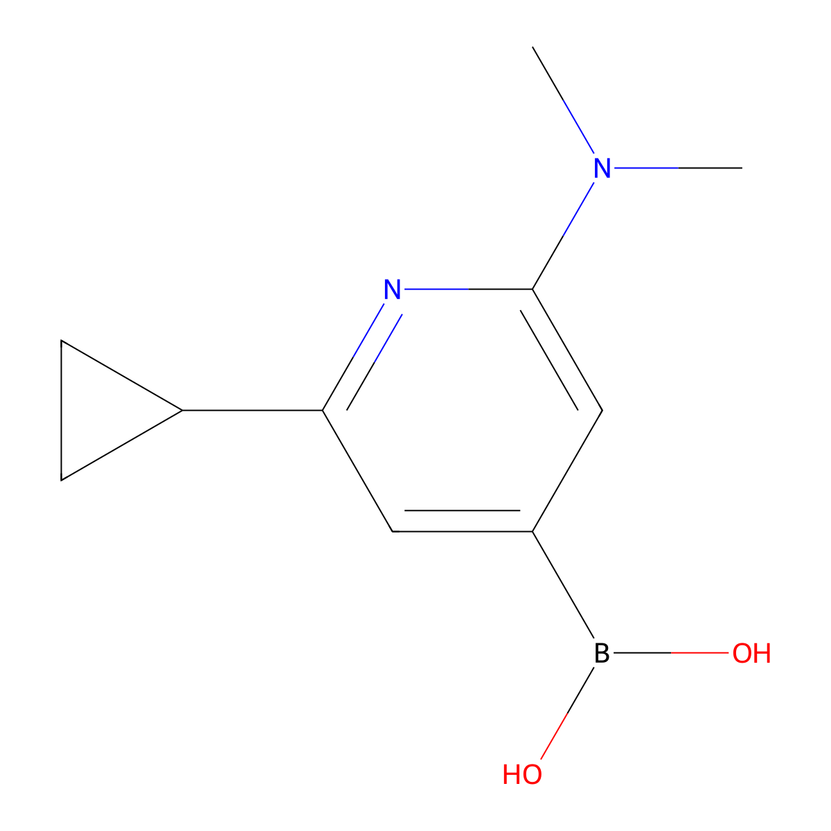 (2-Cyclopropyl-6-(dimethylamino)pyridin-4-yl)boronic acid molecular structure, CAS 2256747-43-8