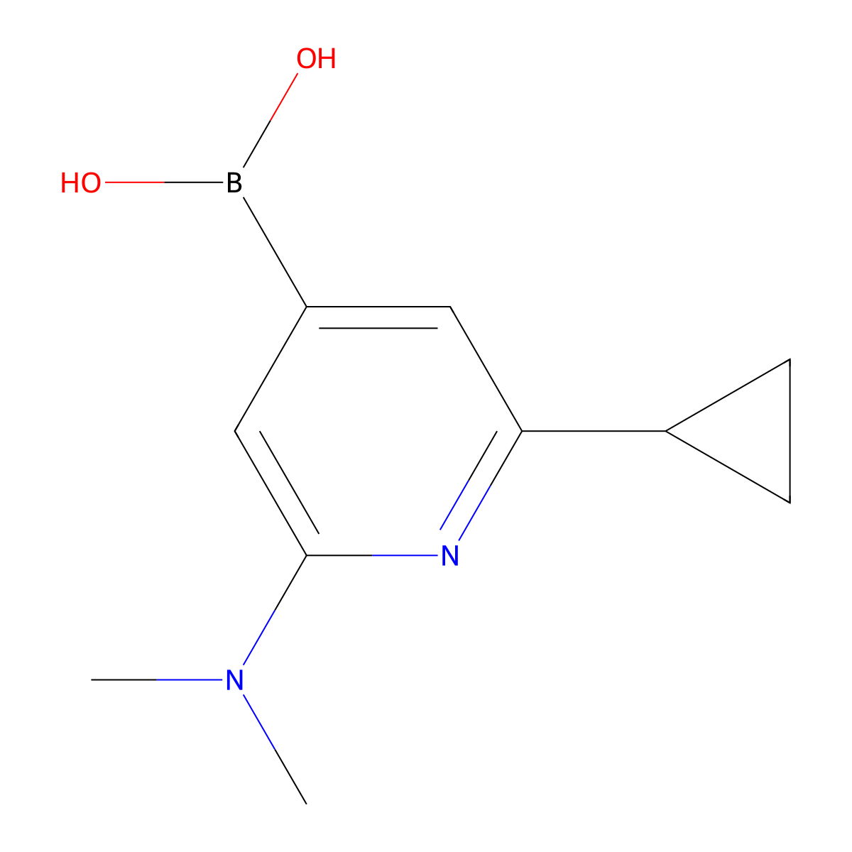 (2-Cyclopropyl-6-(dimethylamino)pyridin-4-yl)boronic acid molecular structure, CAS 2256747-43-8