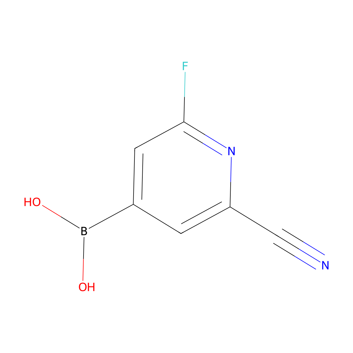 (2-Cyano-6-fluoropyridin-4-YL)boronic acid molecular structure, CAS 2256747-46-1