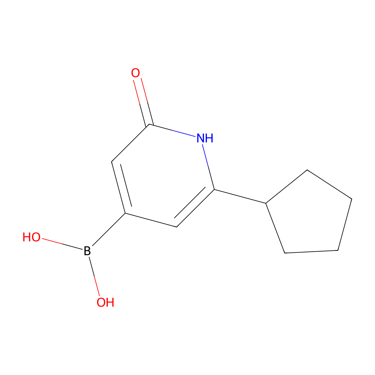 (2-Cyclopentyl-6-hydroxypyridin-4-yl)boronic acid molecular structure, CAS 2256747-48-3