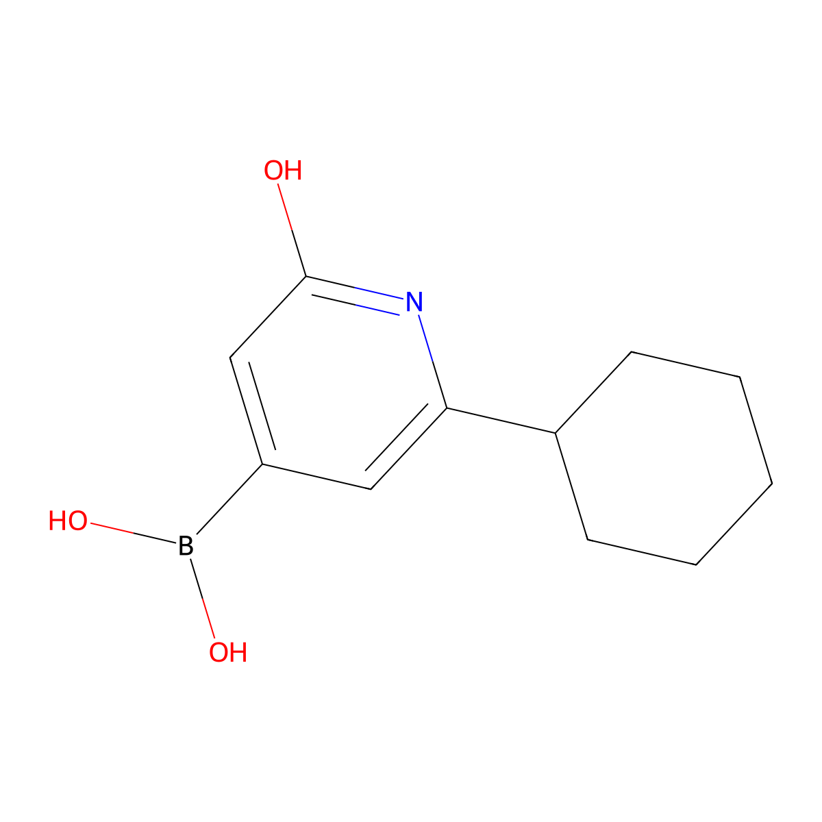 (2-Cyclohexyl-6-hydroxypyridin-4-yl)boronic acid molecular structure, CAS 2256747-49-4