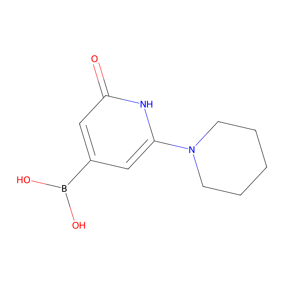 (2-Hydroxy-6-(piperidin-1-yl)pyridin-4-yl)boronic acid molecular structure, CAS 2256747-51-8