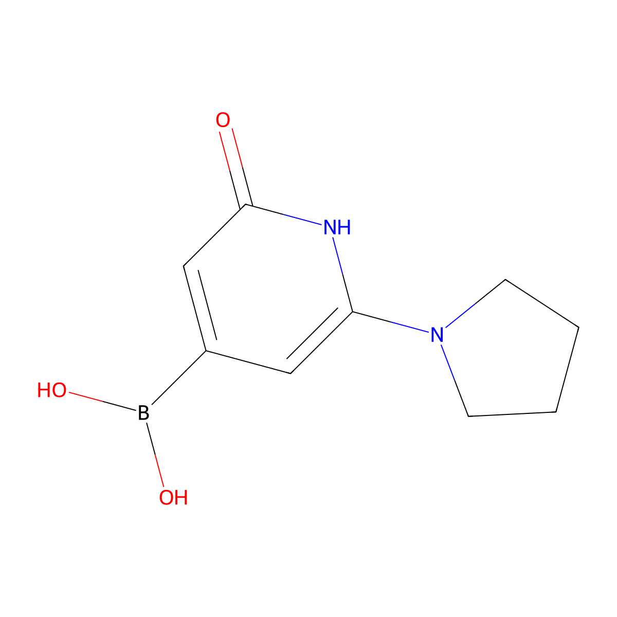 (2-Hydroxy-6-(pyrrolidin-1-yl)pyridin-4-yl)boronic acid molecular structure, CAS 2256747-57-4