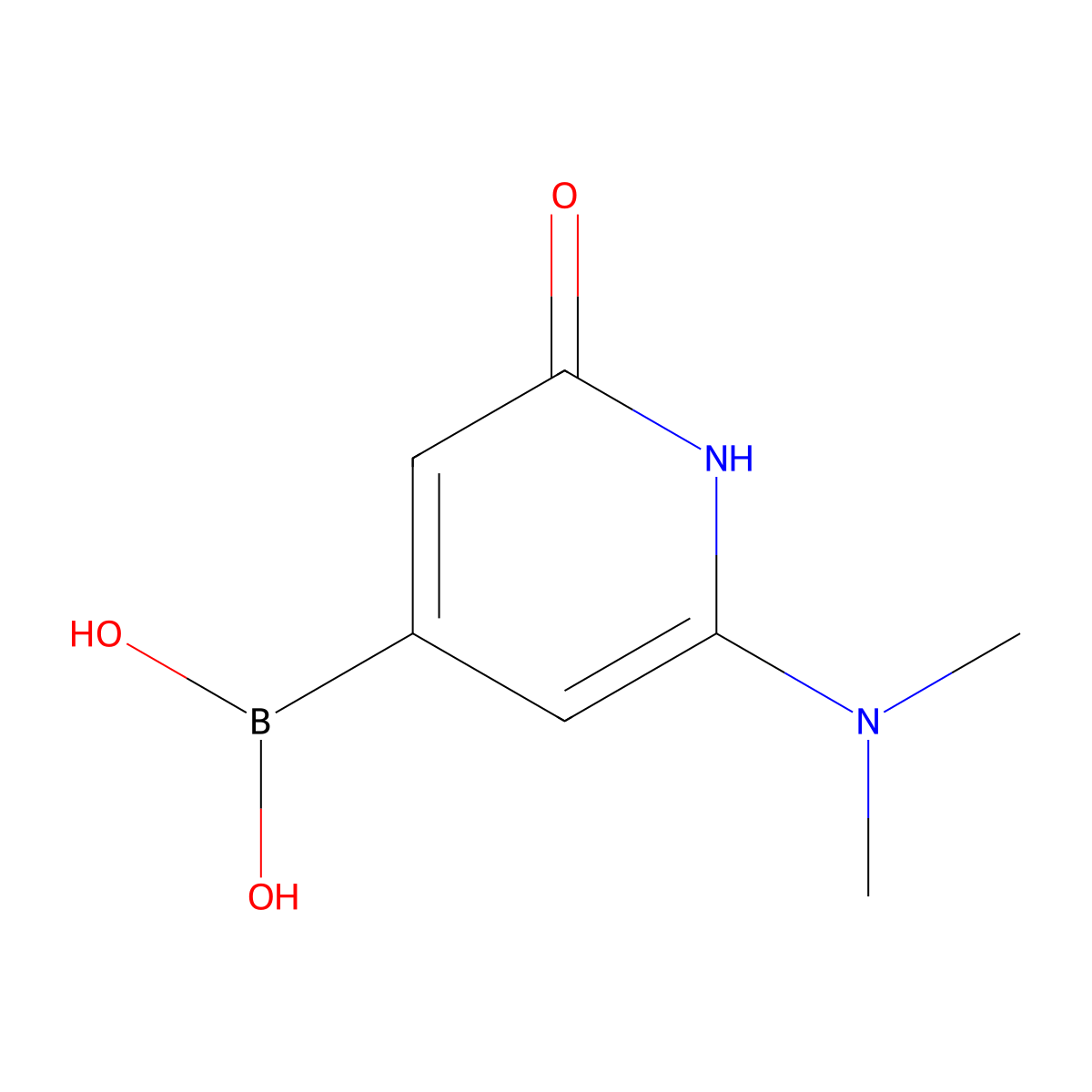(2-(Dimethylamino)-6-hydroxypyridin-4-yl)boronic acid molecular structure, CAS 2256747-60-9
