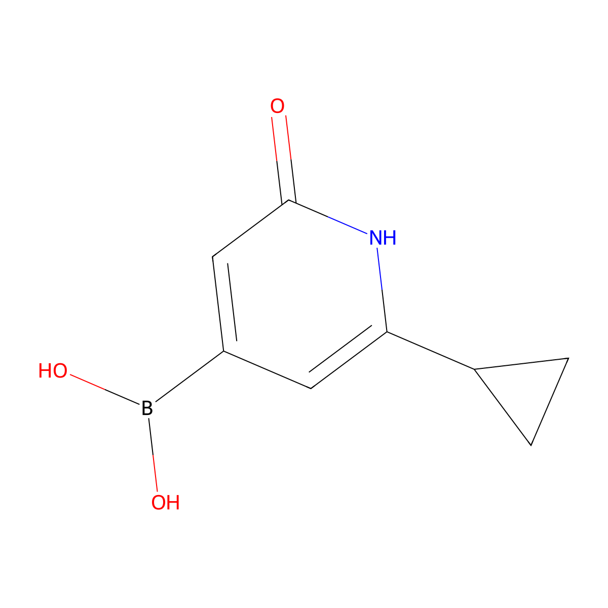 (2-Cyclopropyl-6-hydroxypyridin-4-yl)boronic acid molecular structure, CAS 2256747-61-0