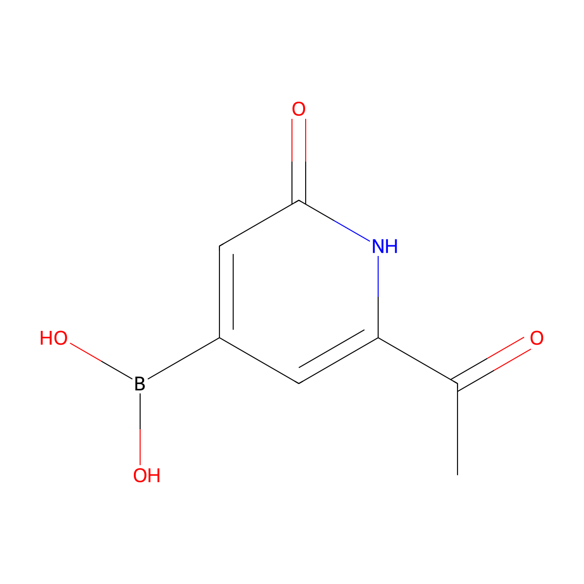 (2-Acetyl-6-hydroxypyridin-4-YL)boronic acid molecular structure, CAS 2256747-63-2