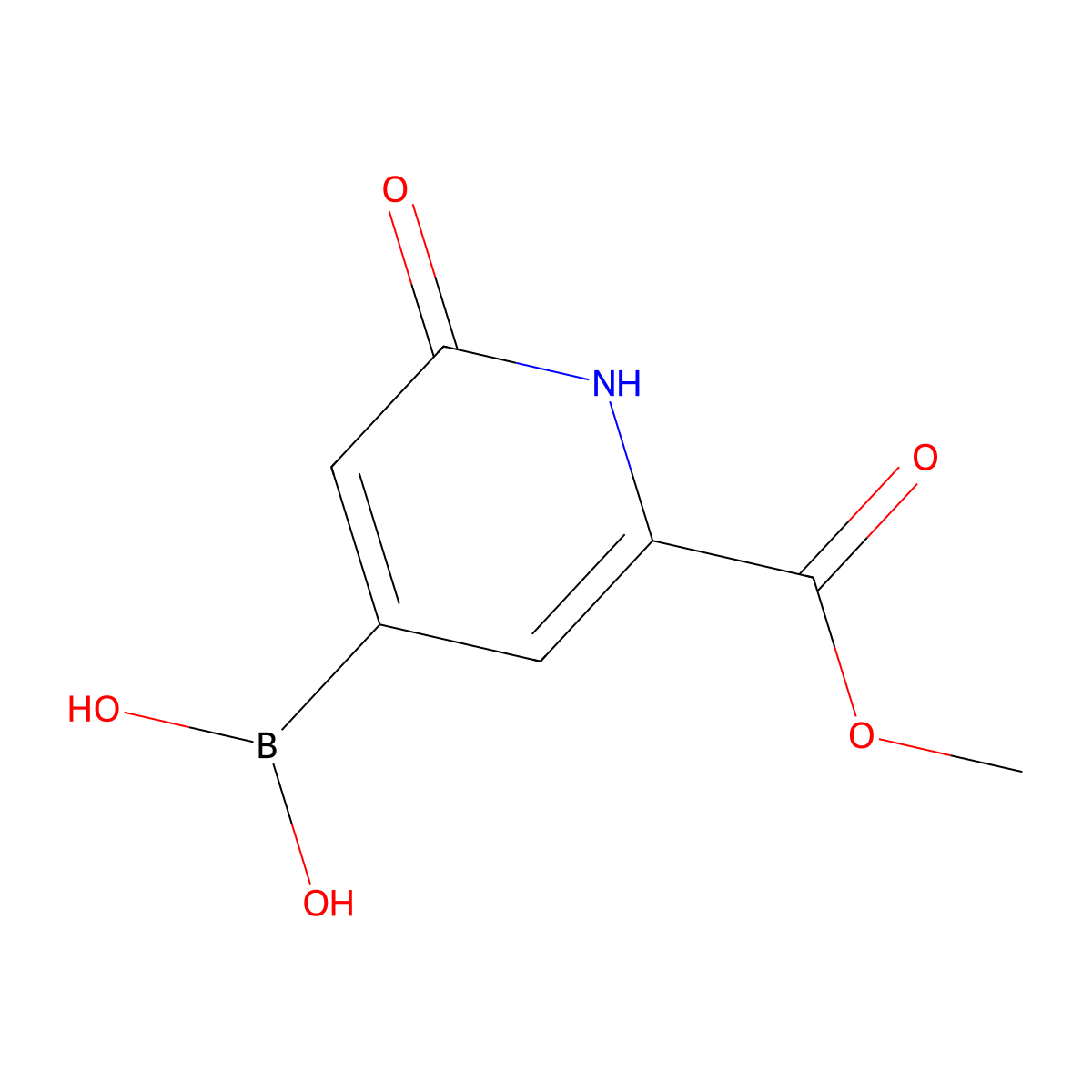 (2-Hydroxy-6-(methoxycarbonyl)pyridin-4-yl)boronic acid molecular structure, CAS 2256747-64-3
