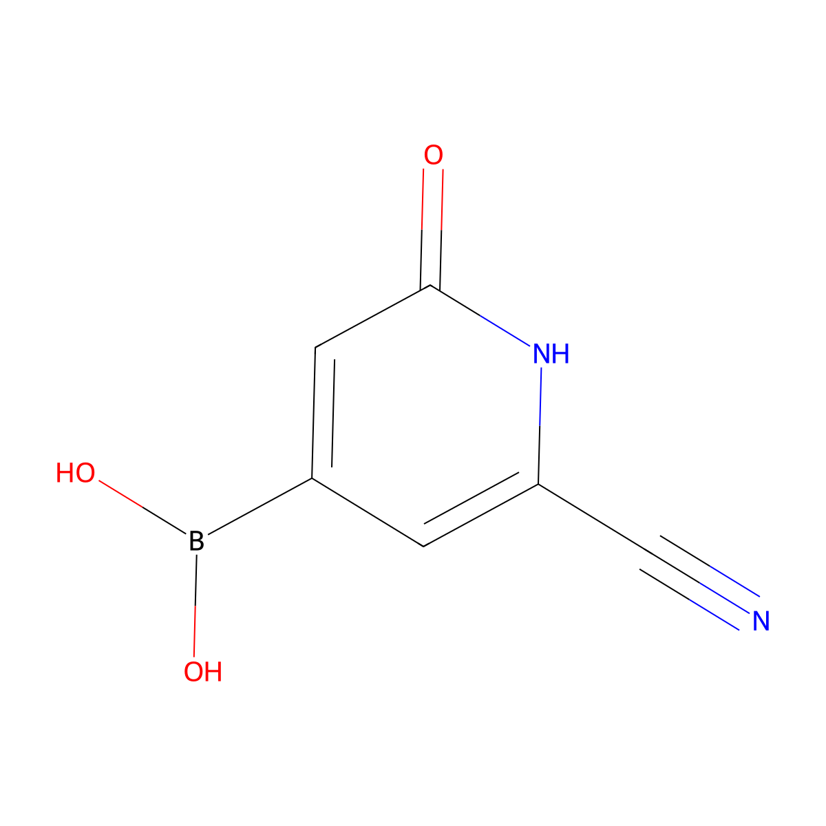 (2-Cyano-6-hydroxypyridin-4-YL)boronic acid molecular structure, CAS 2256747-65-4