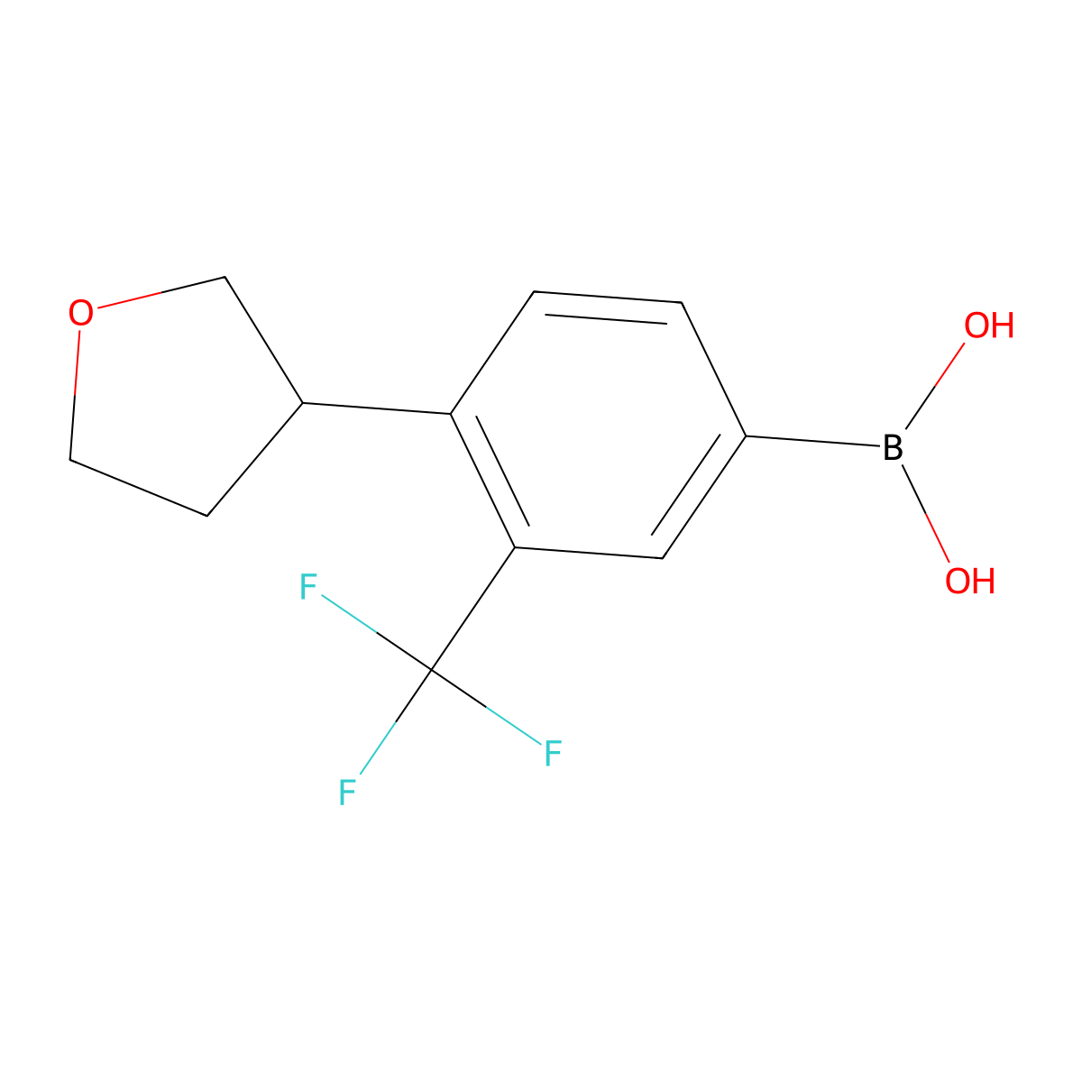 (4-(Tetrahydrofuran-3-yl)-3-(trifluoromethyl)phenyl)boronic acid molecular structure, CAS 2256747-70-1