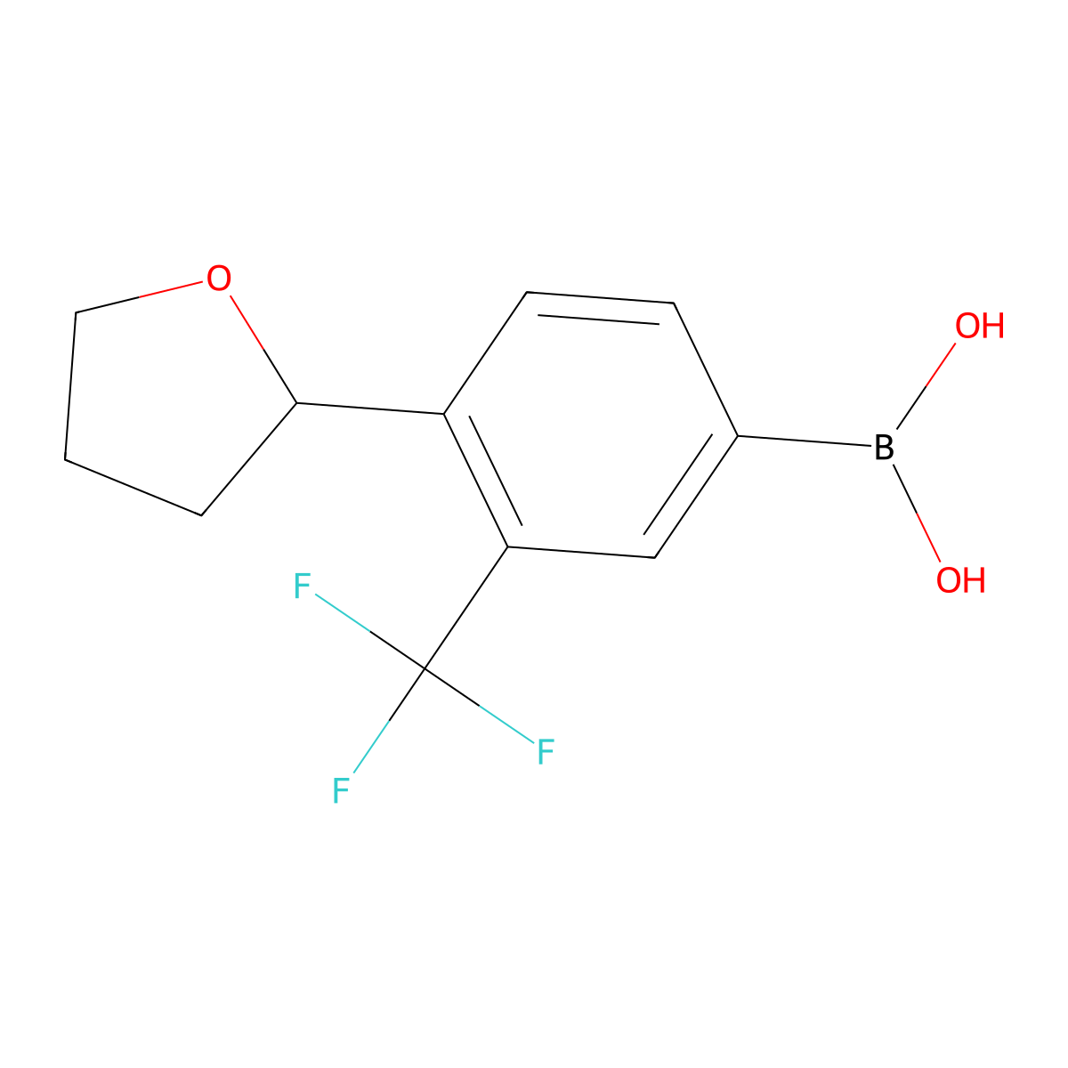 (4-(Tetrahydrofuran-2-yl)-3-(trifluoromethyl)phenyl)boronic acid molecular structure, CAS 2256747-71-2