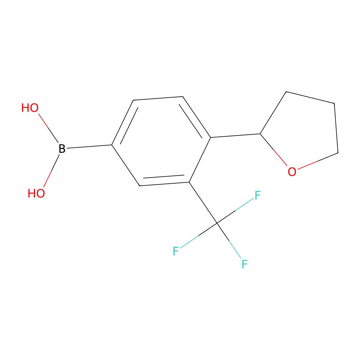 (4-(Tetrahydrofuran-2-yl)-3-(trifluoromethyl)phenyl)boronic acid molecular structure, CAS 2256747-71-2
