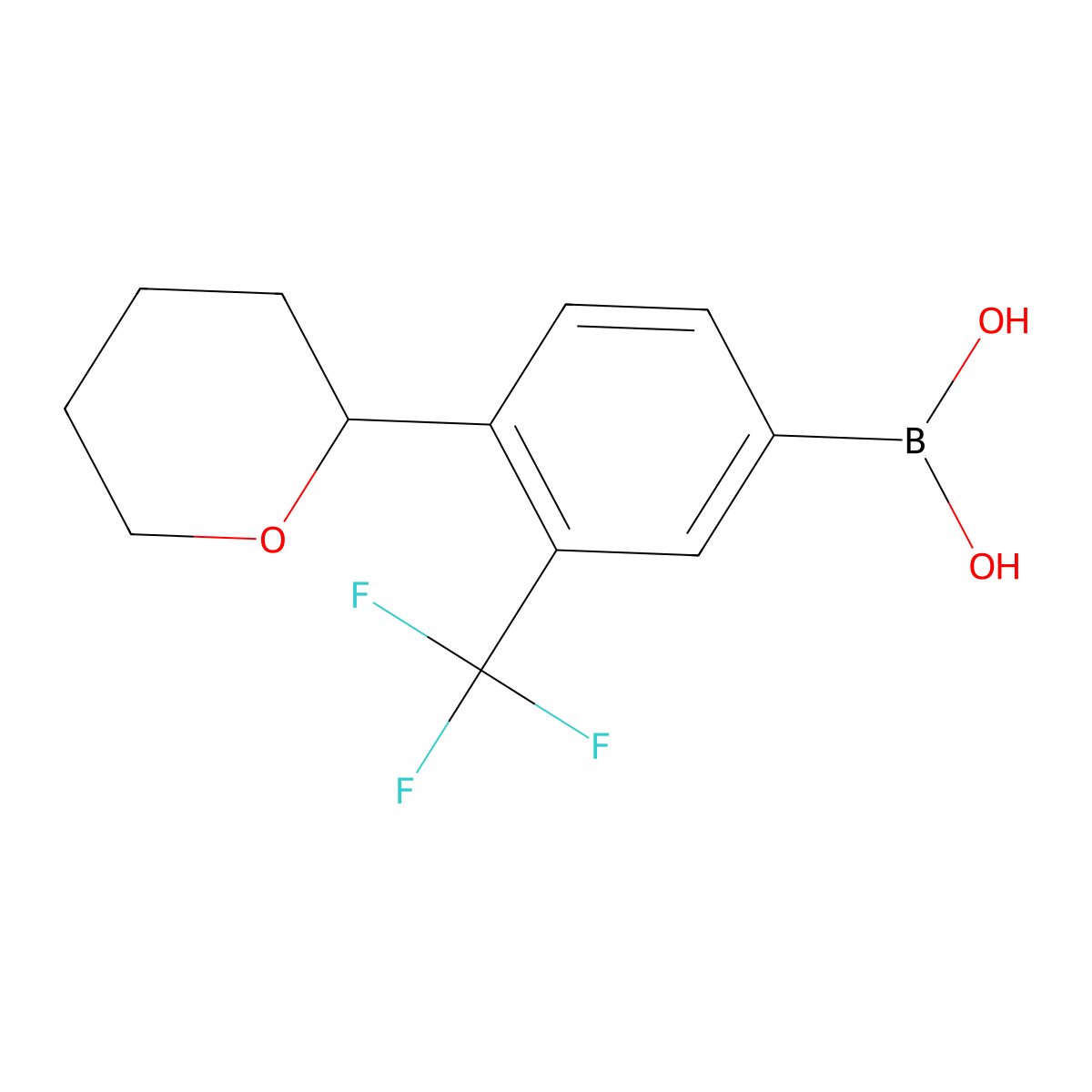 (4-(tetrahydro-2H-pyran-2-yl)-3-(trifluoromethyl)phenyl)boronic acid molecular structure, CAS 2256747-72-3
