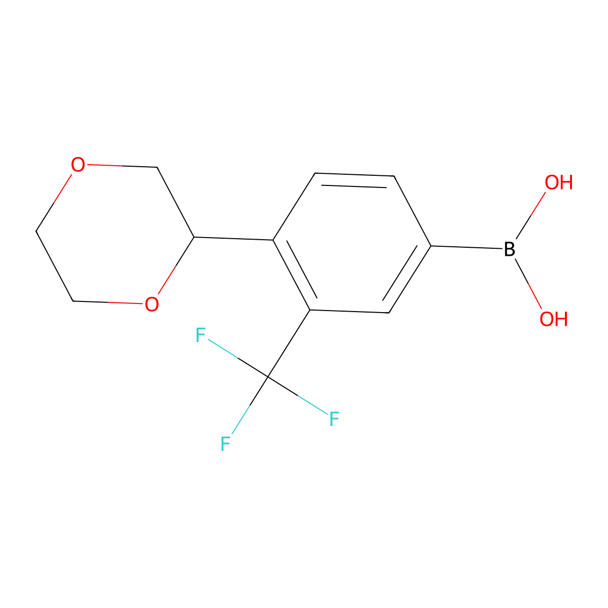 (4-(1,4-Dioxan-2-yl)-3-(trifluoromethyl)phenyl)boronic acid molecular structure, CAS 2256747-74-5
