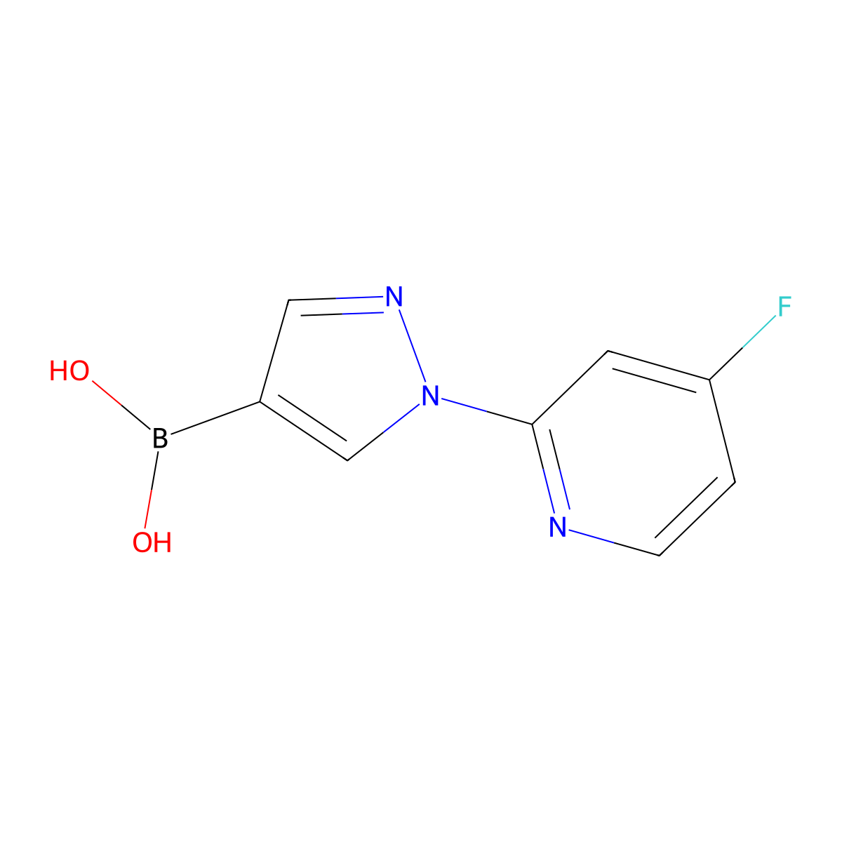 (1-(4-fluoropyridin-2-yl)-1H-pyrazol-4-yl)boronic acid molecular structure, CAS 2256747-77-8