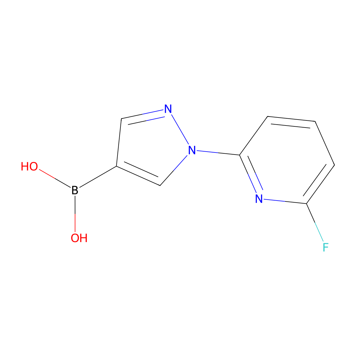 1-(6-Fluoro-2-pyridyl)pyrazole-4-boronic Acid molecular structure, CAS 2256747-79-0