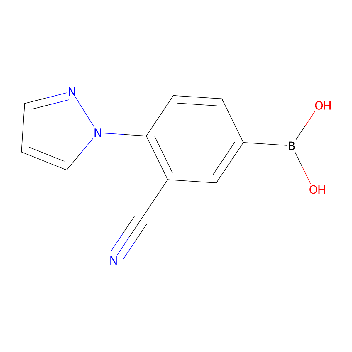 (3-cyano-4-(1H-pyrazol-1-yl)phenyl)boronic acid molecular structure, CAS 2256747-83-6