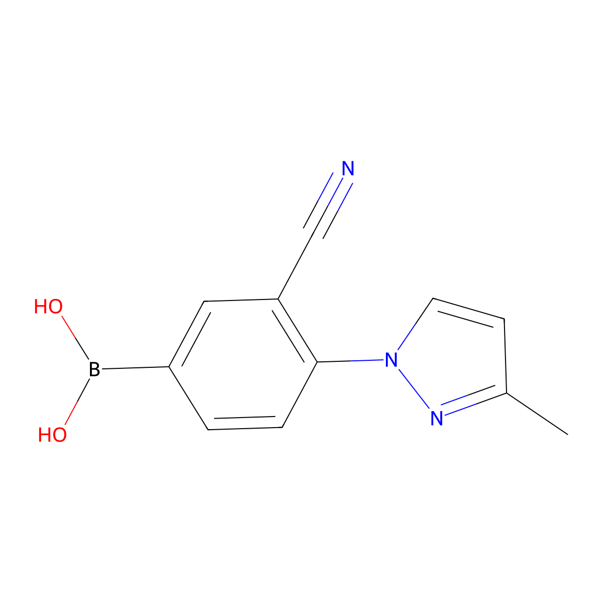 (3-cyano-4-(3-methyl-1H-pyrazol-1-yl)phenyl)boronic acid molecular structure, CAS 2256747-84-7