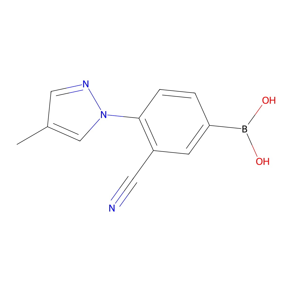 (3-cyano-4-(4-methyl-1H-pyrazol-1-yl)phenyl)boronic acid molecular structure, CAS 2256747-85-8