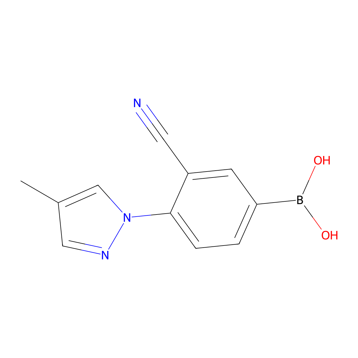 (3-cyano-4-(4-methyl-1H-pyrazol-1-yl)phenyl)boronic acid molecular structure, CAS 2256747-85-8
