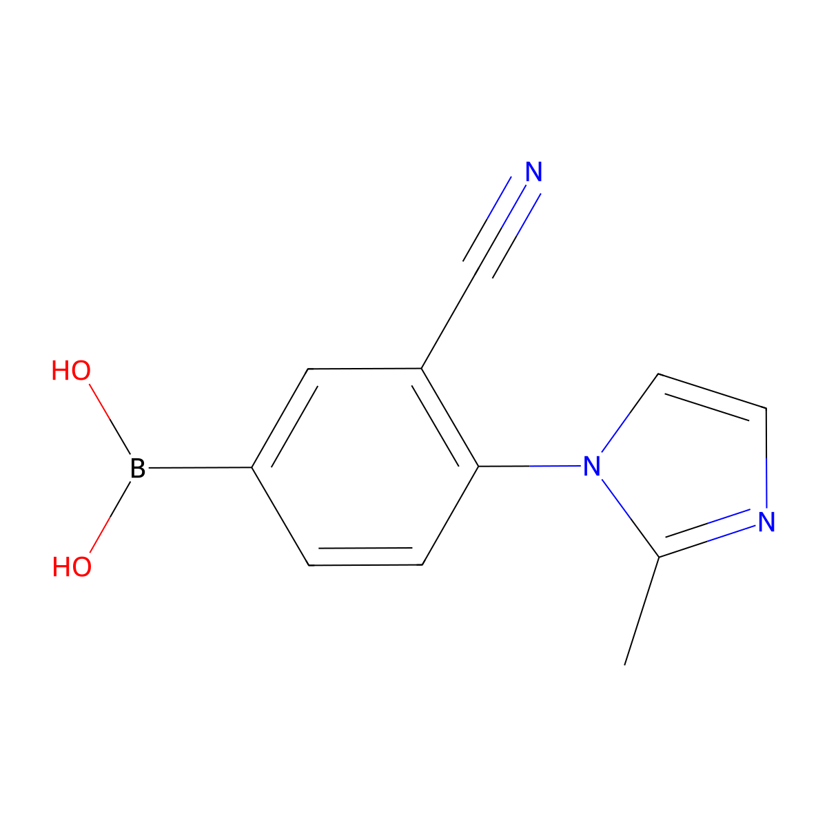 (3-cyano-4-(2-methyl-1H-imidazol-1-yl)phenyl)boronic acid molecular structure, CAS 2256747-87-0
