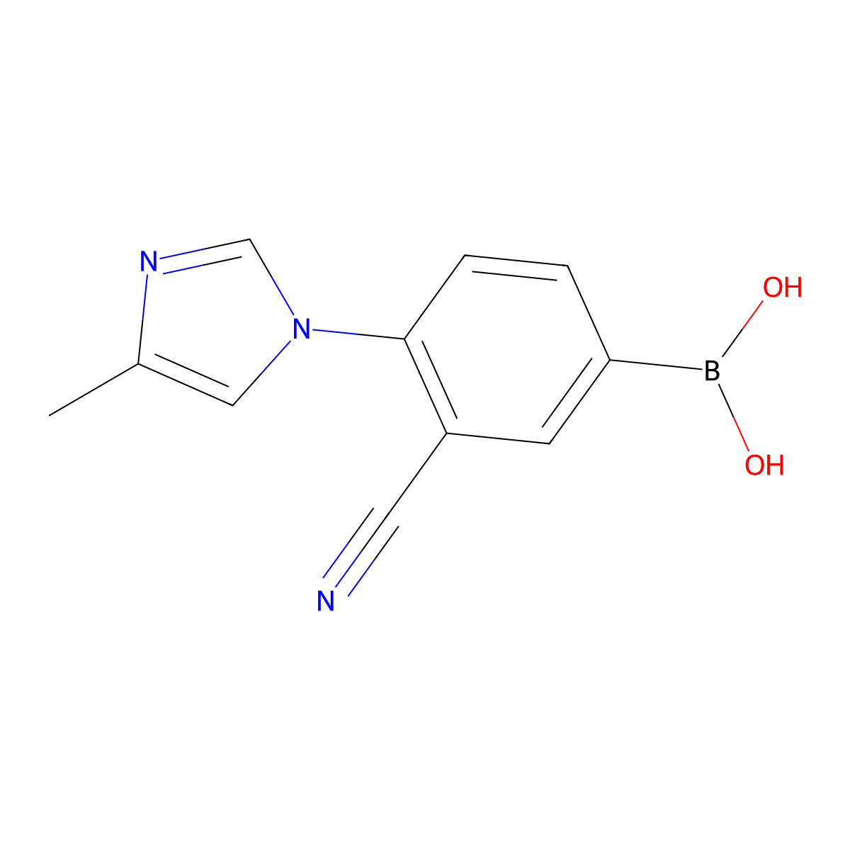 (3-cyano-4-(4-methyl-1H-imidazol-1-yl)phenyl)boronic acid molecular structure, CAS 2256747-88-1