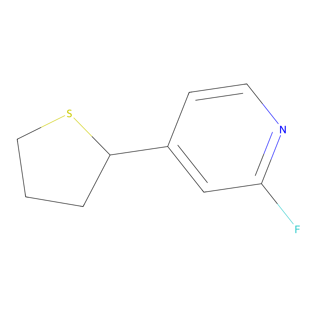 2-Fluoro-4-(tetrahydrothiophen-2-yl)pyridine molecular structure, CAS 2256747-91-6