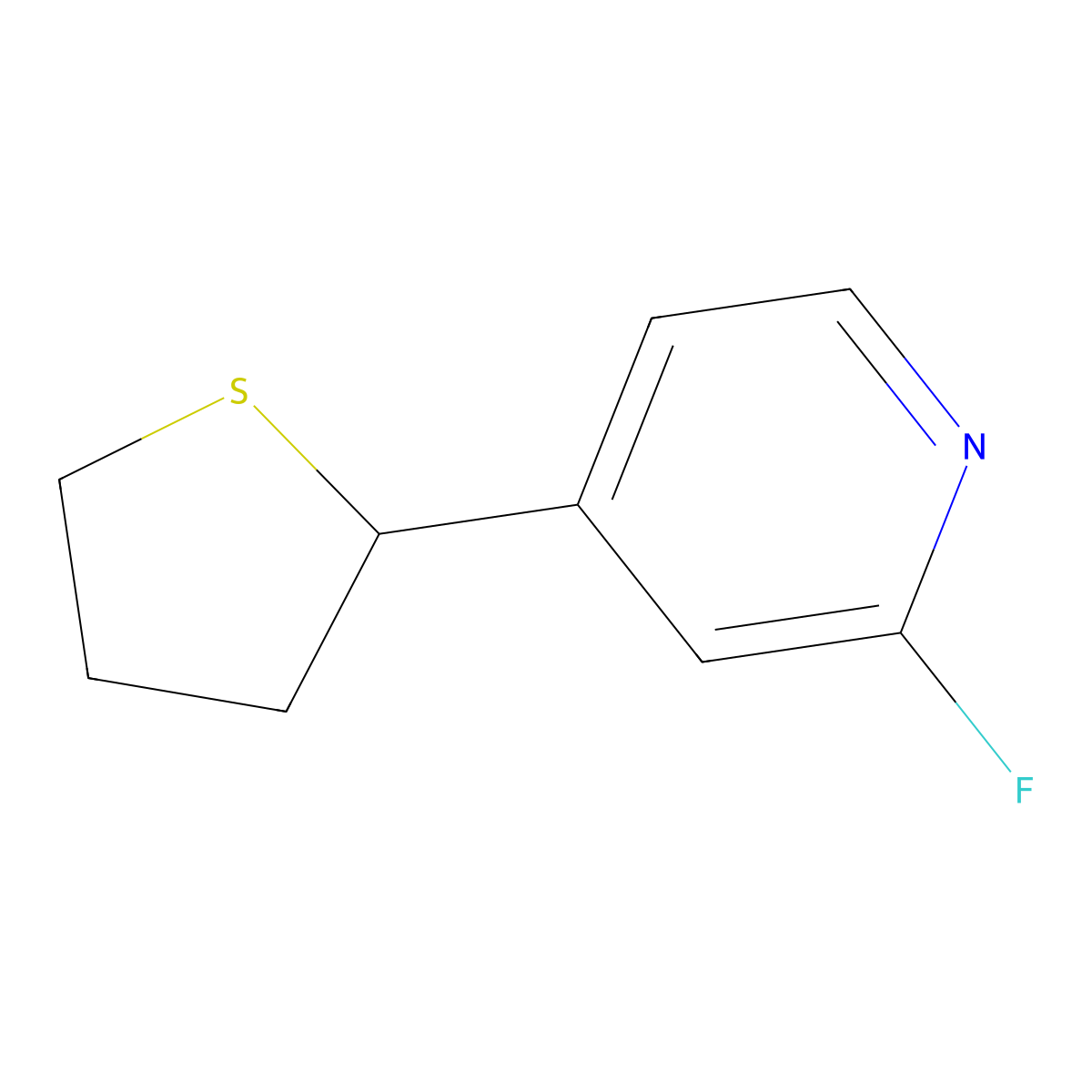 2-Fluoro-4-(tetrahydrothiophen-2-yl)pyridine molecular structure, CAS 2256747-91-6