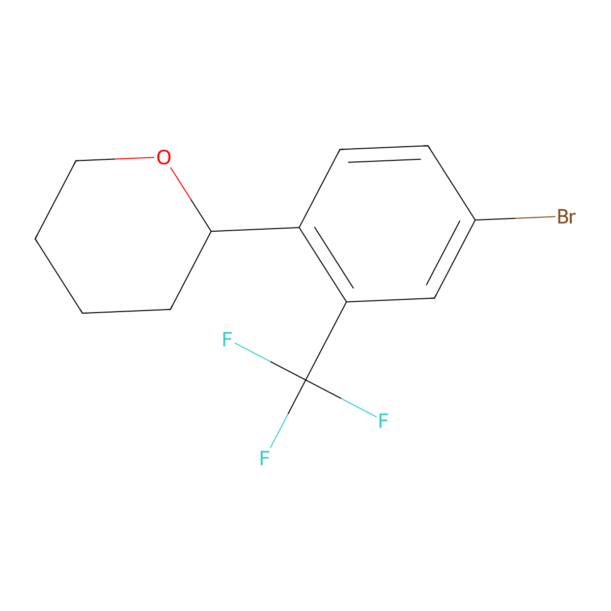 2-(4-bromo-2-(trifluoromethyl)phenyl)tetrahydro-2H-pyran molecular structure, CAS 2256748-07-7