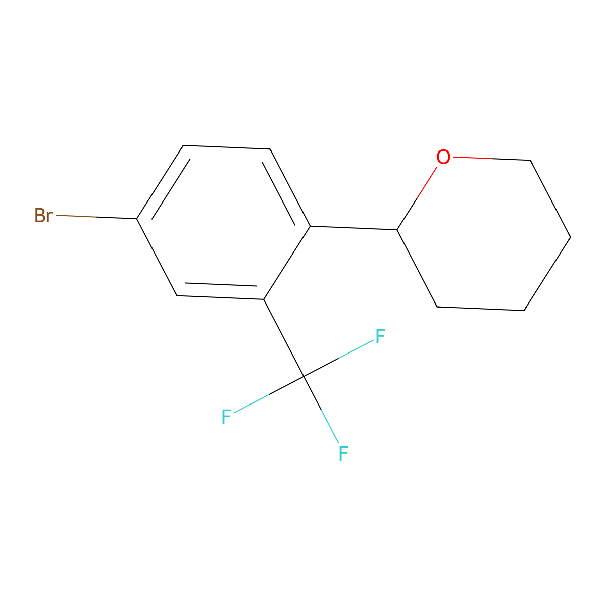2-(4-bromo-2-(trifluoromethyl)phenyl)tetrahydro-2H-pyran molecular structure, CAS 2256748-07-7