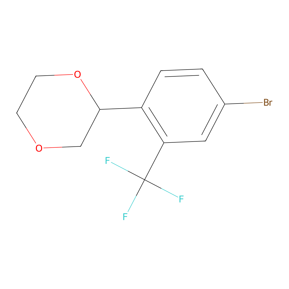 2-(4-Bromo-2-(trifluoromethyl)phenyl)-1,4-dioxane molecular structure, CAS 2256748-08-8