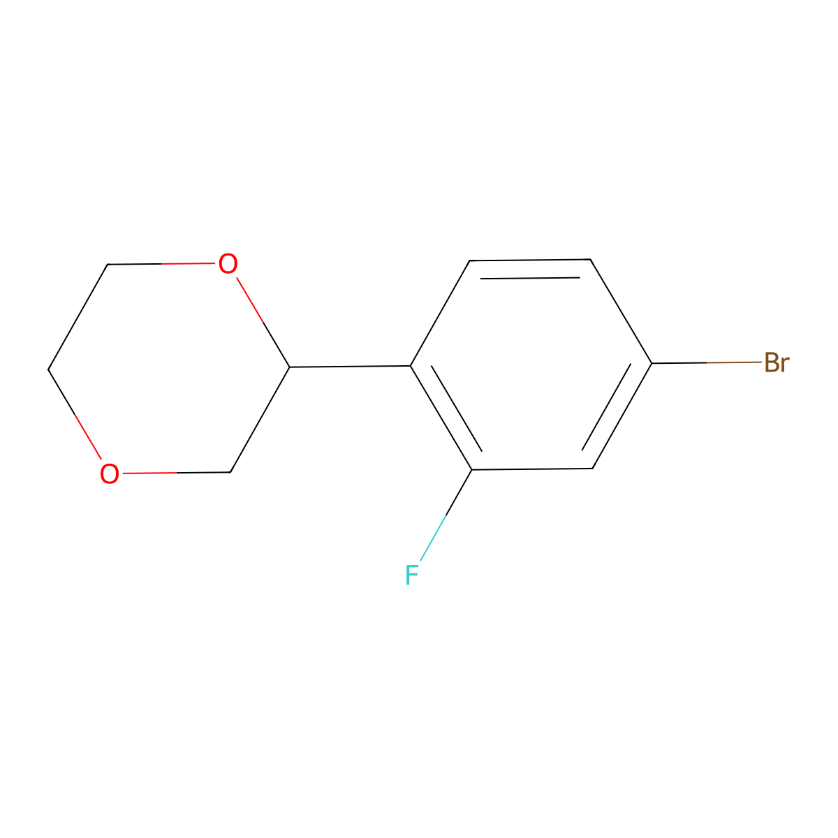 2-(4-Bromo-2-fluorophenyl)-1,4-dioxane molecular structure, CAS 2256748-09-9