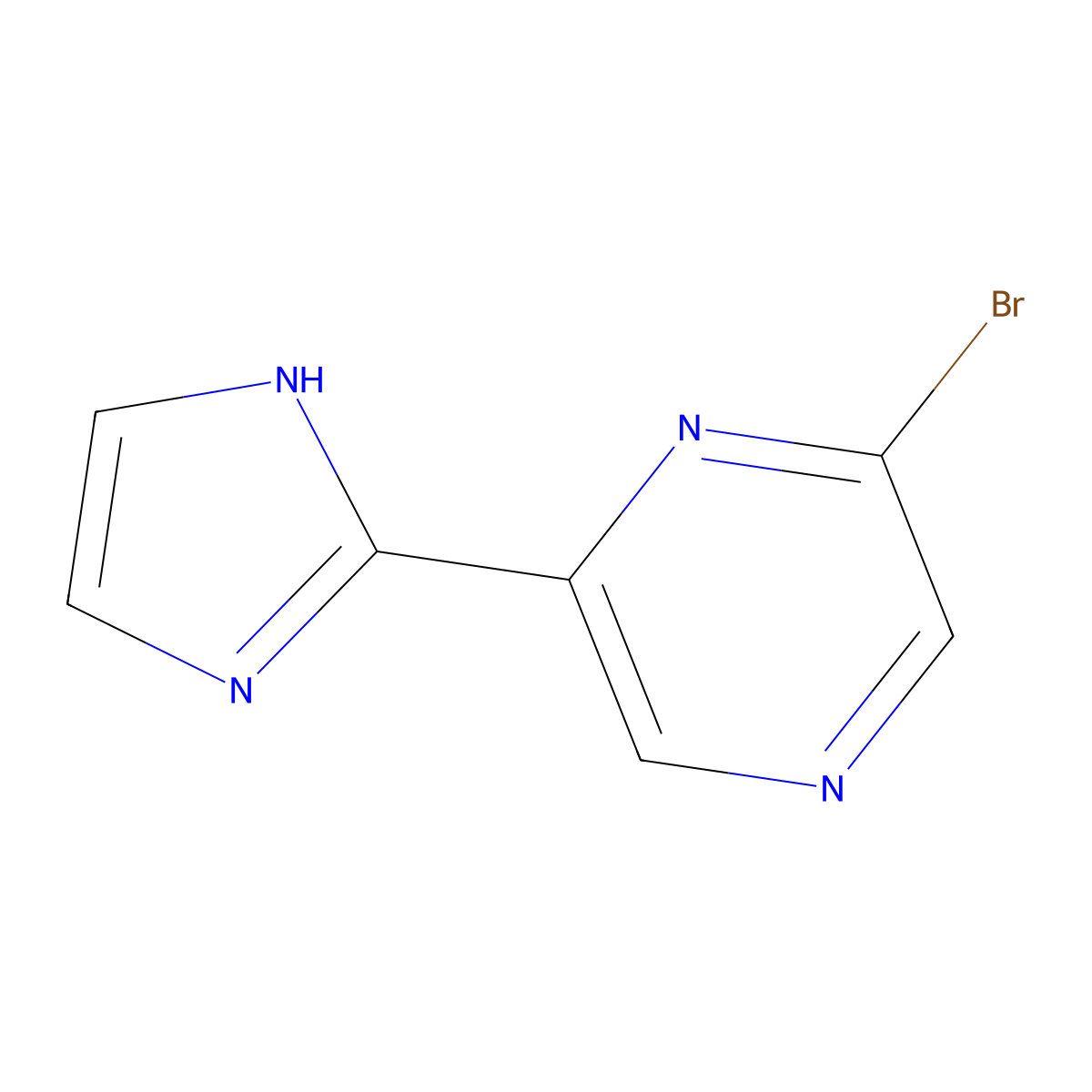 2-bromo-6-(1H-imidazol-2-yl)pyrazine molecular structure, CAS 2256748-25-9