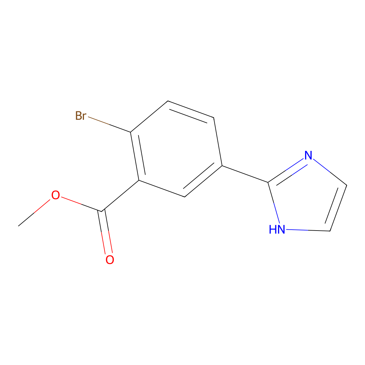 methyl 2-bromo-5-(1H-imidazol-2-yl)benzoate molecular structure, CAS 2256748-36-2