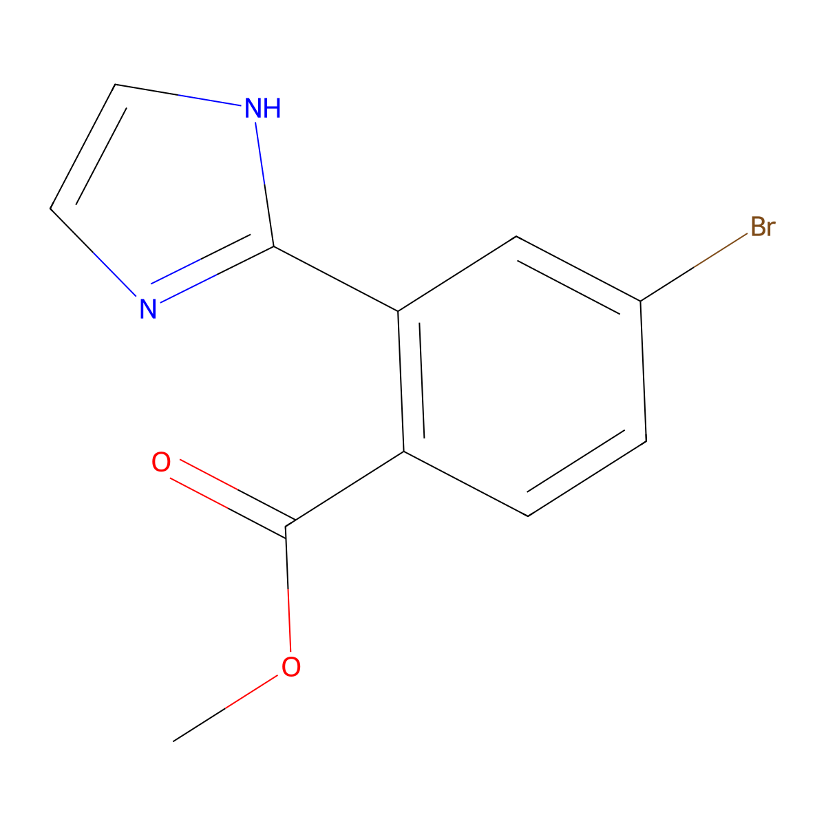 methyl 4-bromo-2-(1H-imidazol-2-yl)benzoate molecular structure, CAS 2256748-40-8